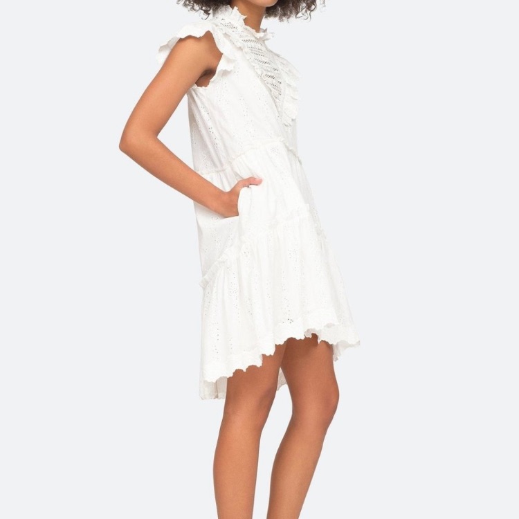 Sea New York Lea Ruffle Dress White Size 6